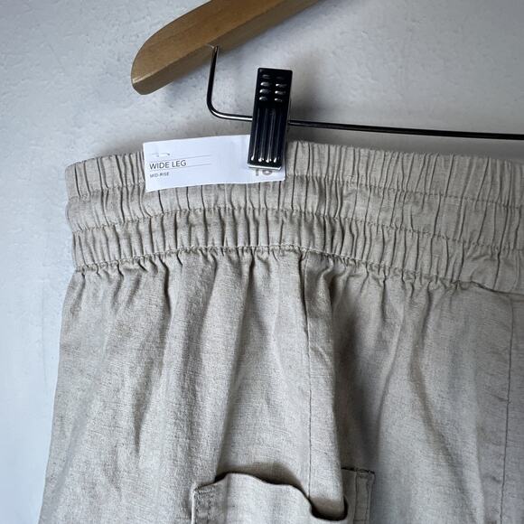 Lane Bryant Wide Leg Linen Blend Pants 18 khaki tan elastic pants $69.95 NWT - Picture 4 of 12